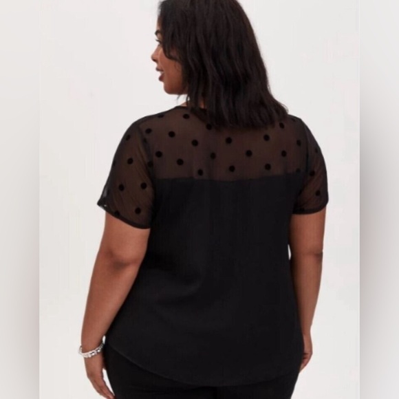 3X Black Dotted Semi-Mesh Top - Torrid - Picture 2 of 5